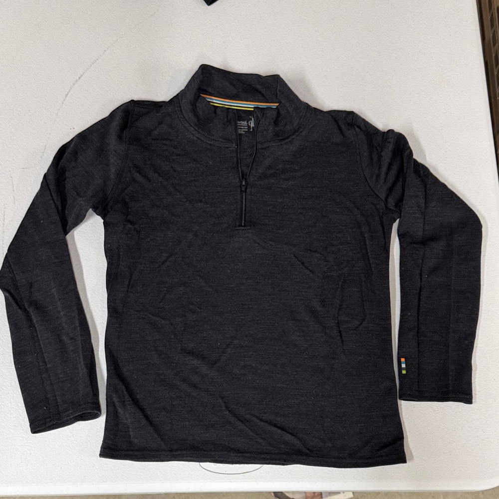 Smartwool Kids Gray Long Sleeve Tee with Stripes